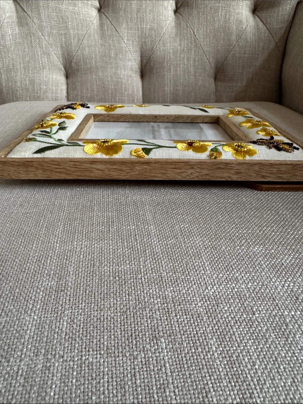 Handcrafted Floral Embroidered Photo Frame - NWOT